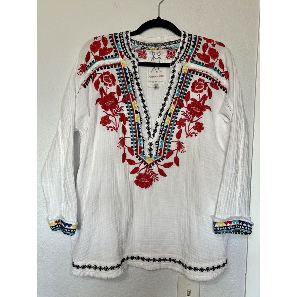 Johnny Was Belvedere Embroidered Floral tunic Top Blouse Boho Prairie XS-XL